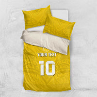 Custom Niue Rugby Bedding Set Hiapo Tribal Motifs Sporty Style - Polynesian Pride