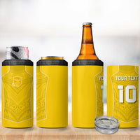 Custom Niue Rugby 4 in 1 Can Cooler Tumbler Hiapo Tribal Motifs Sporty Style - Polynesian Pride