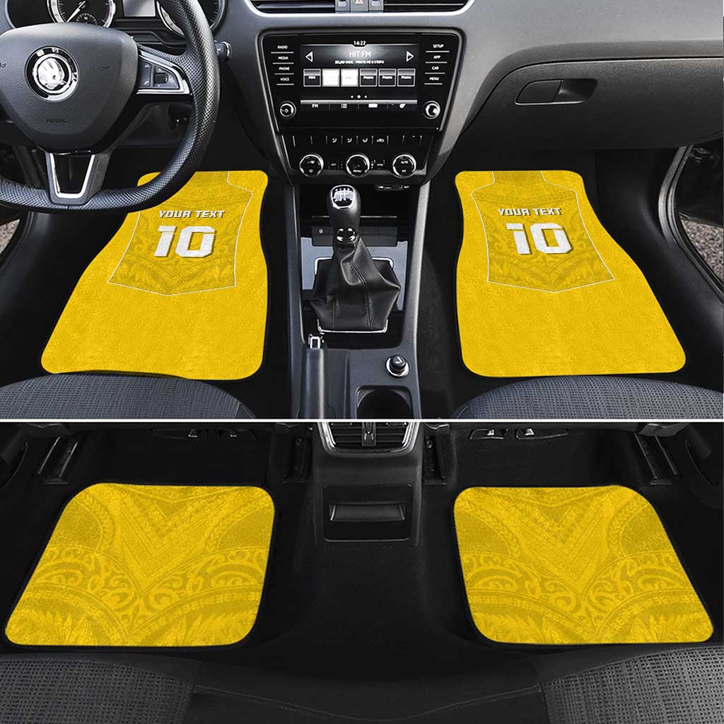 Custom Niue Rugby Car Mats Hiapo Tribal Motifs Sporty Style - Polynesian Pride