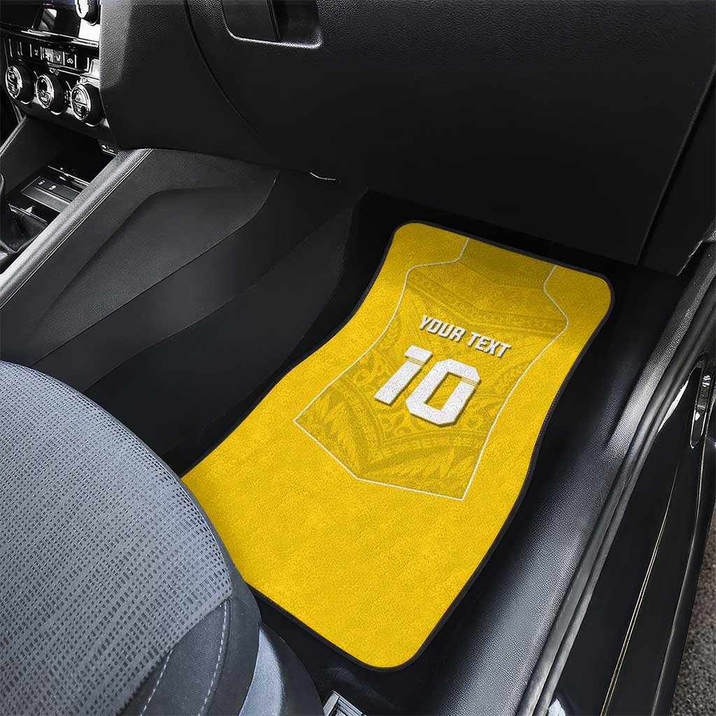 Custom Niue Rugby Car Mats Hiapo Tribal Motifs Sporty Style - Polynesian Pride