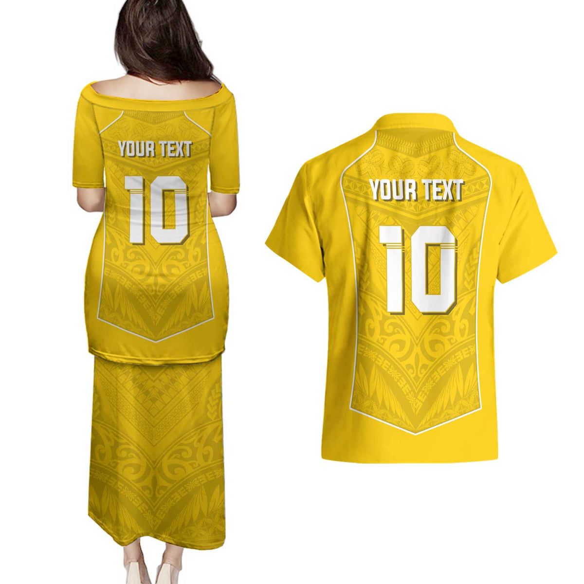 Custom Niue Rugby Couples Matching Puletasi and Hawaiian Shirt Hiapo Tribal Motifs Sporty Style - Polynesian Pride