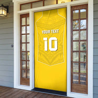 Custom Niue Rugby Door Cover Hiapo Tribal Motifs Sporty Style - Polynesian Pride