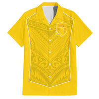 Custom Niue Rugby Family Matching Off The Shoulder Long Sleeve Dress and Hawaiian Shirt Hiapo Tribal Motifs Sporty Style - Polynesian Pride