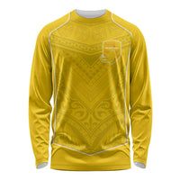 Custom Niue Rugby Long Sleeve Shirt Hiapo Tribal Motifs Sporty Style - Polynesian Pride