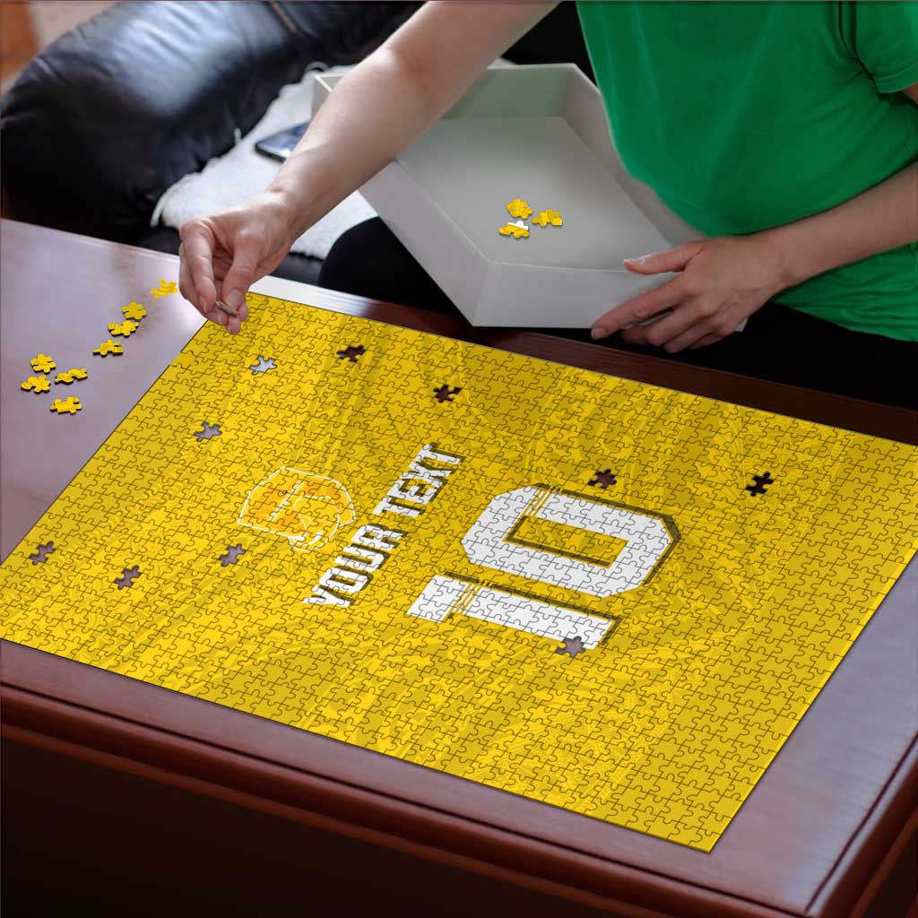 Custom Niue Rugby Puzzle Hiapo Tribal Motifs Sporty Style - Polynesian Pride