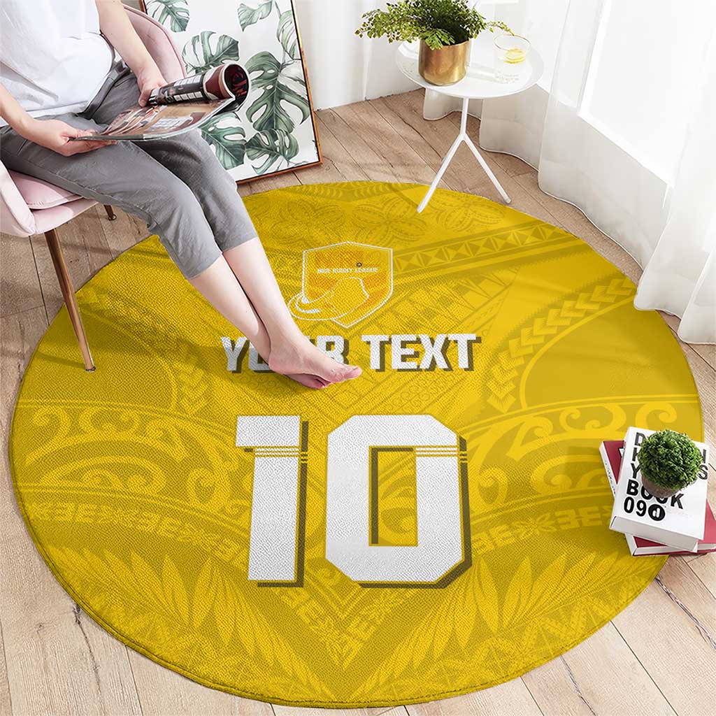 Custom Niue Rugby Round Carpet Hiapo Tribal Motifs Sporty Style - Polynesian Pride