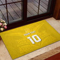 Custom Niue Rugby Rubber Doormat Hiapo Tribal Motifs Sporty Style - Polynesian Pride