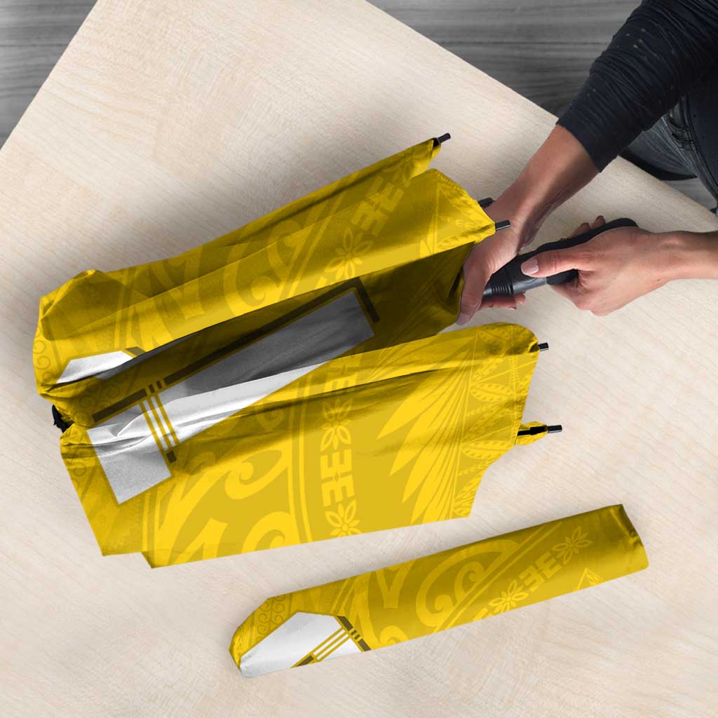 Custom Niue Rugby Umbrella Hiapo Tribal Motifs Sporty Style - Polynesian Pride