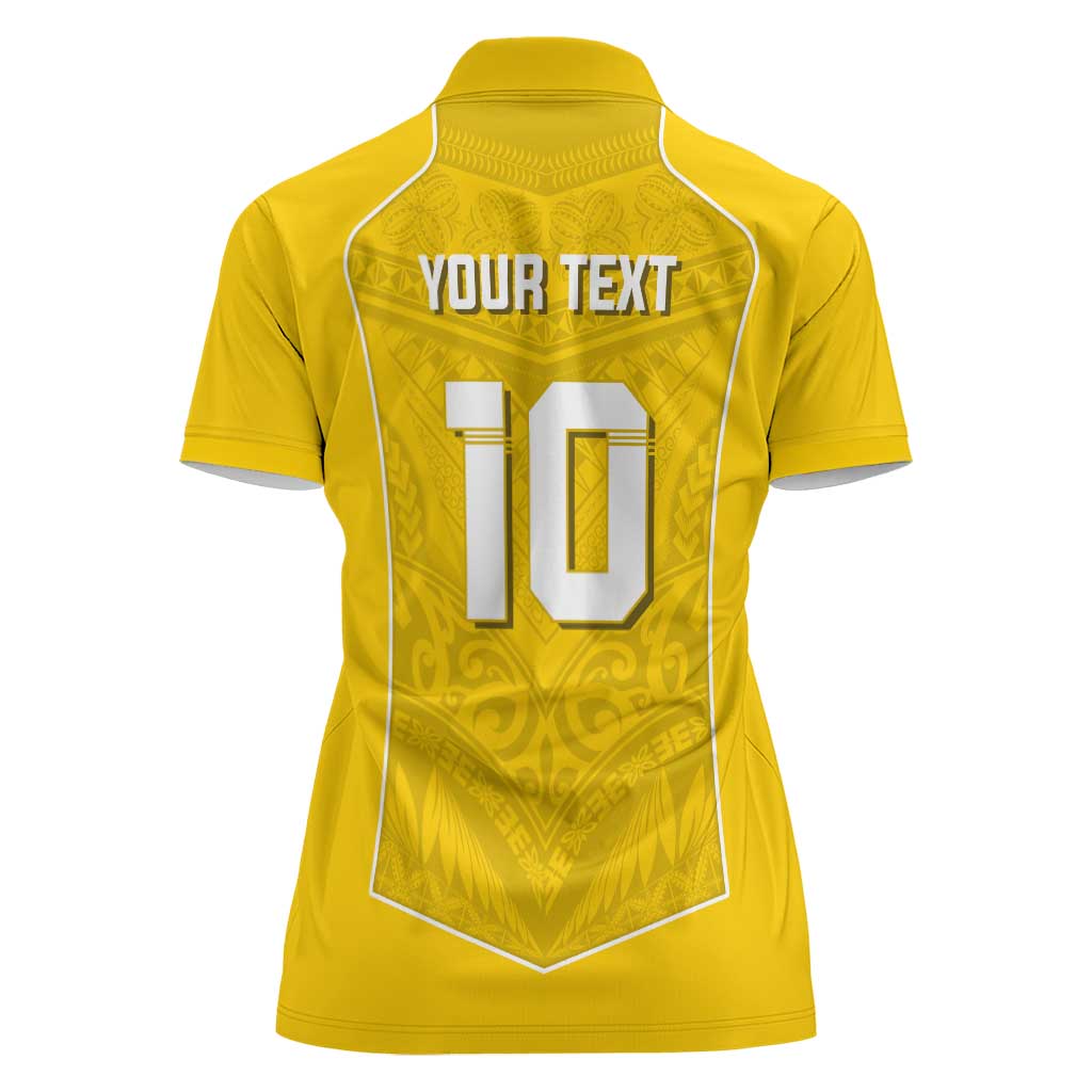 Custom Niue Rugby Women Polo Shirt Hiapo Tribal Motifs Sporty Style LT03 - Polynesian Pride