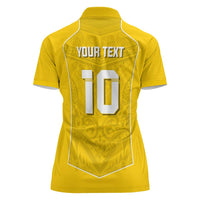 Custom Niue Rugby Women Polo Shirt Hiapo Tribal Motifs Sporty Style LT03 - Polynesian Pride