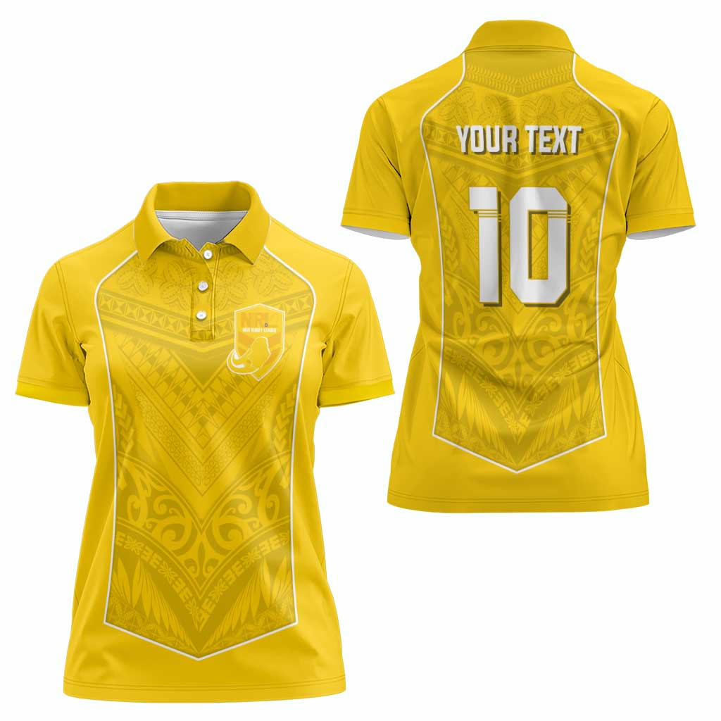 Custom Niue Rugby Women Polo Shirt Hiapo Tribal Motifs Sporty Style LT03 - Polynesian Pride