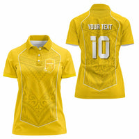 Custom Niue Rugby Women Polo Shirt Hiapo Tribal Motifs Sporty Style LT03 - Polynesian Pride