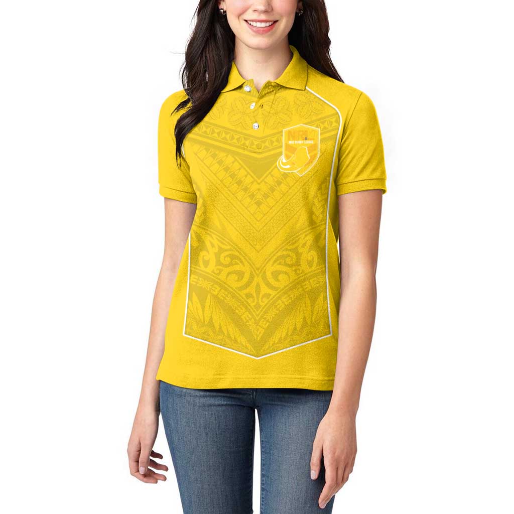 Custom Niue Rugby Women Polo Shirt Hiapo Tribal Motifs Sporty Style LT03 - Polynesian Pride
