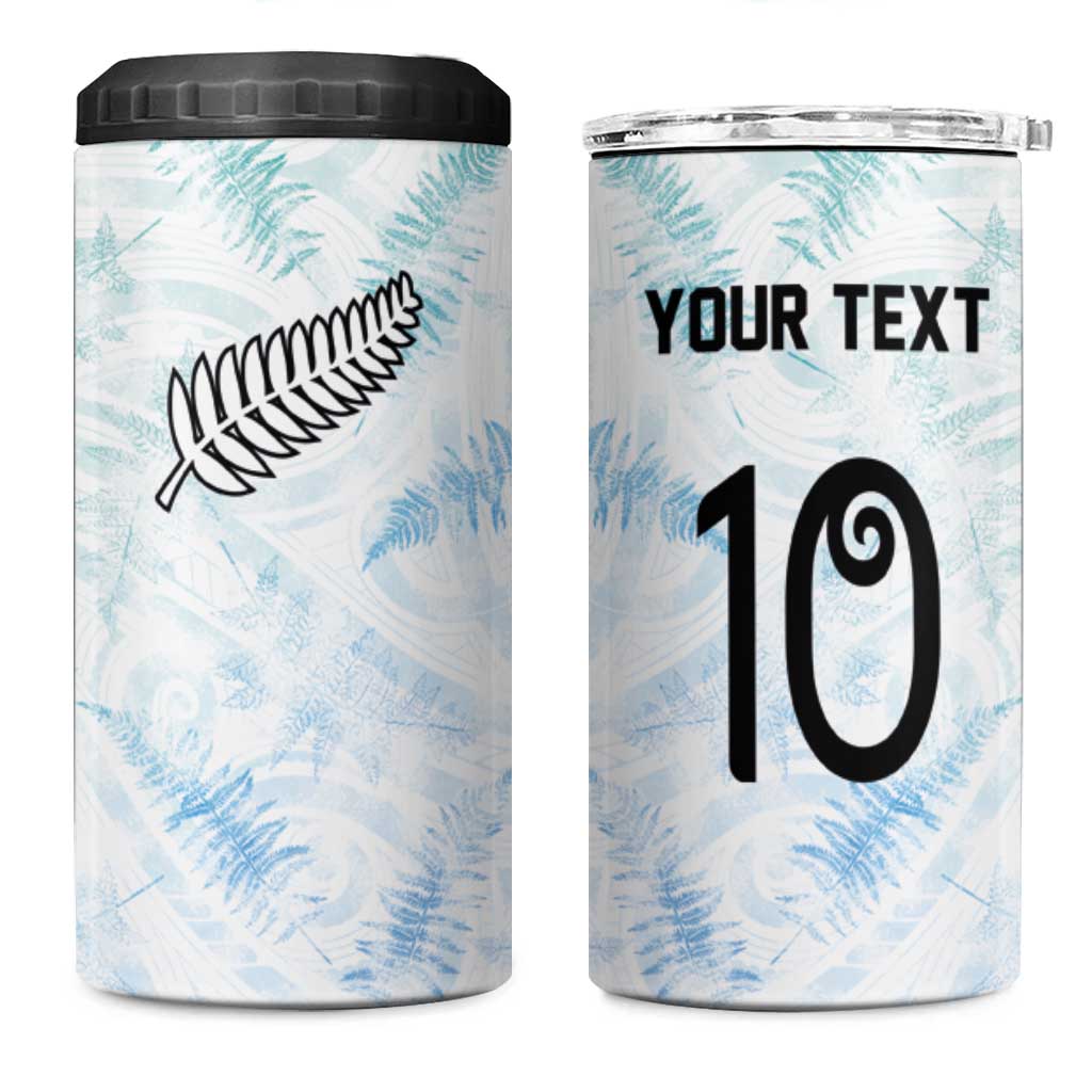 Custom New Zealand Football 4 in 1 Can Cooler Tumbler The Whites-Aotearoa Inspired - Polynesian Pride