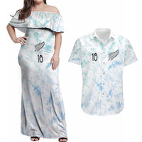 Custom New Zealand Football Couples Matching Off Shoulder Maxi Dress and Hawaiian Shirt The Whites-Aotearoa Inspired - Polynesian Pride