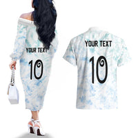 Custom New Zealand Football Couples Matching Off The Shoulder Long Sleeve Dress and Hawaiian Shirt The Whites-Aotearoa Inspired LT03 - Polynesian Pride