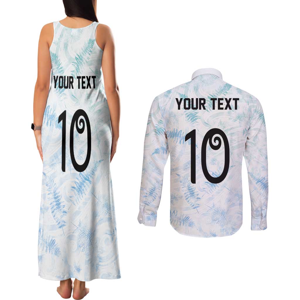 Custom New Zealand Football Couples Matching Tank Maxi Dress and Long Sleeve Button Shirt The Whites-Aotearoa Inspired - Polynesian Pride