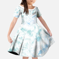 Custom New Zealand Football Family Matching Off The Shoulder Long Sleeve Dress and Hawaiian Shirt The Whites-Aotearoa Inspired - Polynesian Pride