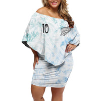 Custom New Zealand Football Family Matching Off Shoulder Short Dress and Hawaiian Shirt The Whites-Aotearoa Inspired - Polynesian Pride