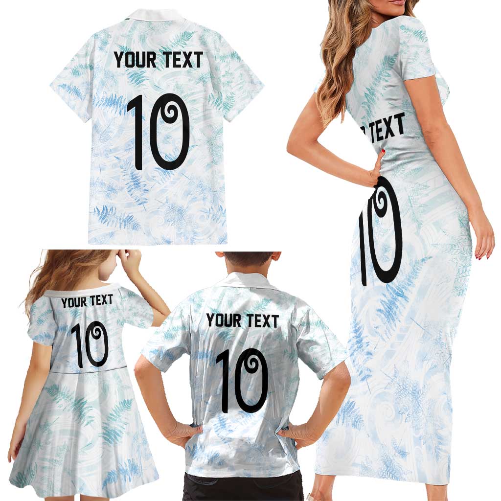 Custom New Zealand Football Family Matching Short Sleeve Bodycon Dress and Hawaiian Shirt The Whites-Aotearoa Inspired - Polynesian Pride