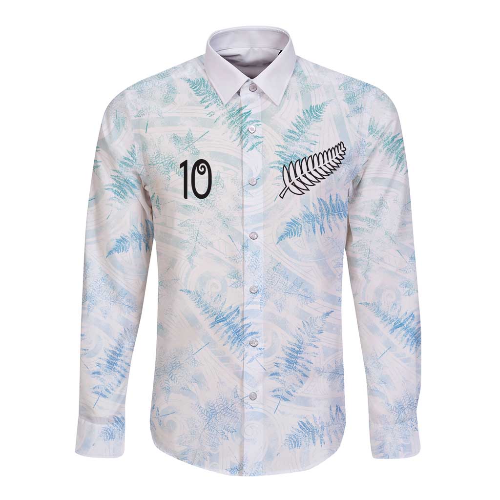 Custom New Zealand Football Long Sleeve Button Shirt The Whites-Aotearoa Inspired - Polynesian Pride