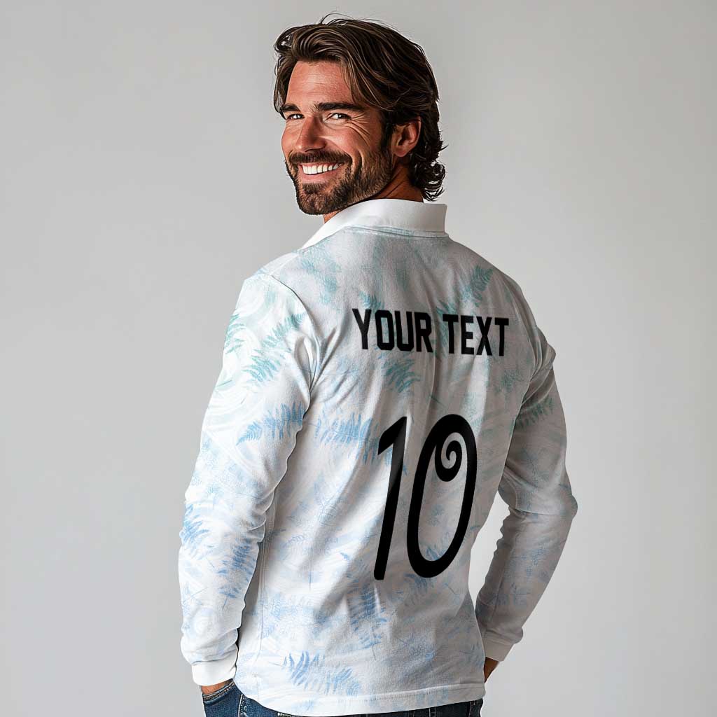 Custom New Zealand Football Long Sleeve Polo Shirt The Whites-Aotearoa Inspired - Polynesian Pride