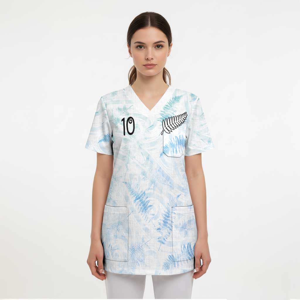 Custom New Zealand Football Scrub Top The Whites-Aotearoa Inspired - Polynesian Pride