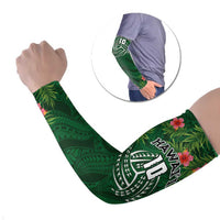 Custom Hawaii Volleyball Arm Sleeves Kakau Abstract and Tropical Plants Green Color LT03 Set of 2 Green - Polynesian Pride
