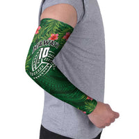 Custom Hawaii Volleyball Arm Sleeves Kakau Abstract and Tropical Plants Green Color LT03 - Polynesian Pride