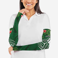 Custom Hawaii Volleyball Arm Sleeves Kakau Abstract and Tropical Plants Green Color LT03 - Polynesian Pride