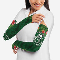 Custom Hawaii Volleyball Arm Sleeves Kakau Abstract and Tropical Plants Green Color LT03 - Polynesian Pride