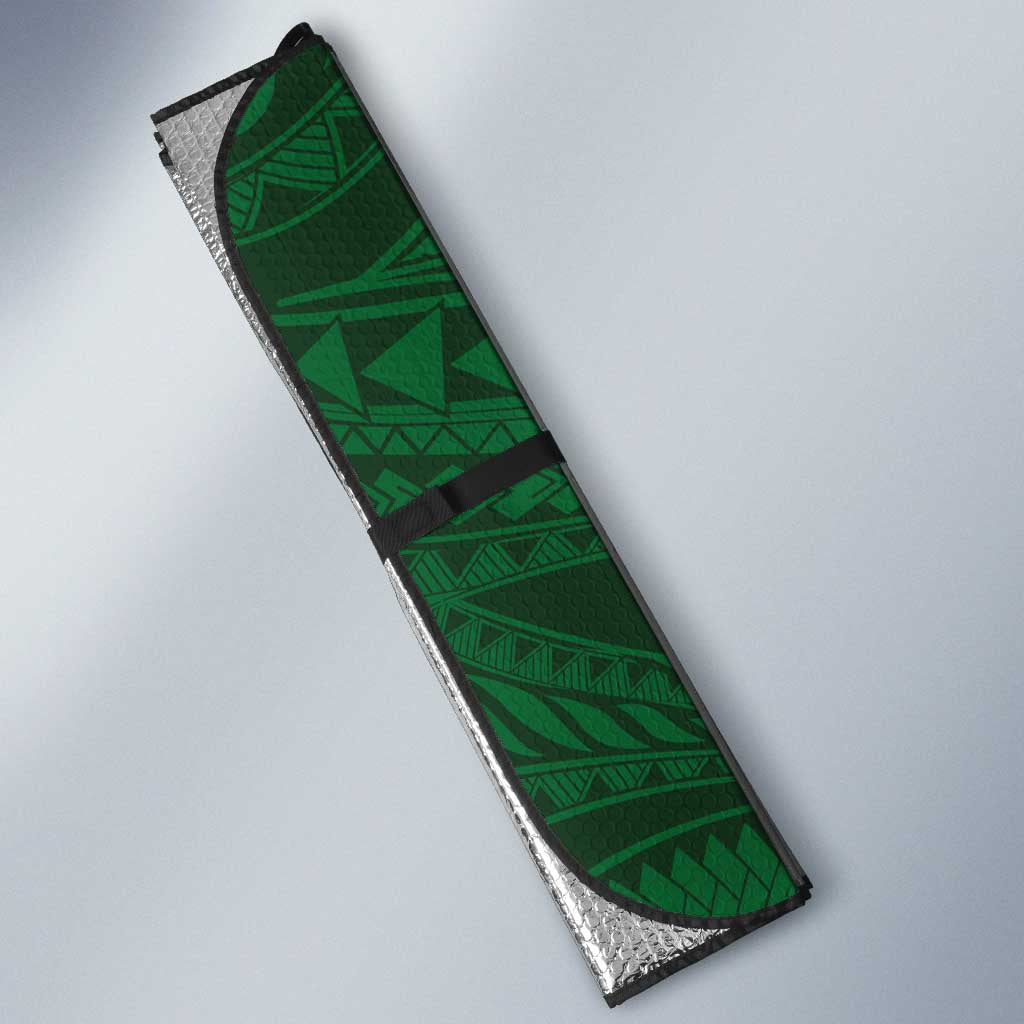 Custom Hawaii Volleyball Auto Sun Shade Kakau Abstract and Tropical Plants Green Color - Polynesian Pride