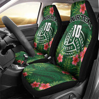 Custom Hawaii Volleyball Car Seat Cover Kakau Abstract and Tropical Plants Green Color - Polynesian Pride