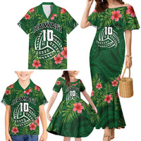 Custom Hawaii Volleyball Family Matching Mermaid Dress and Hawaiian Shirt Kakau Abstract and Tropical Plants Green Color - Polynesian Pride