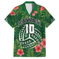Custom Hawaii Volleyball Hawaiian Shirt Kakau Abstract and Tropical Plants Green Color - Polynesian Pride