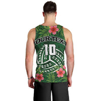 Custom Hawaii Volleyball Men Tank Top Kakau Abstract and Tropical Plants Green Color - Polynesian Pride