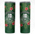 Custom Hawaii Volleyball Skinny Tumbler Kakau Abstract and Tropical Plants Green Color - Polynesian Pride