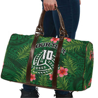 Custom Hawaii Volleyball Travel Bag Kakau Abstract and Tropical Plants Green Color - Polynesian Pride