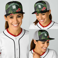 Custom Hawaii Volleyball Baseball Net Cap Kakau Abstract and Tropical Plants Black Color - Polynesian Pride