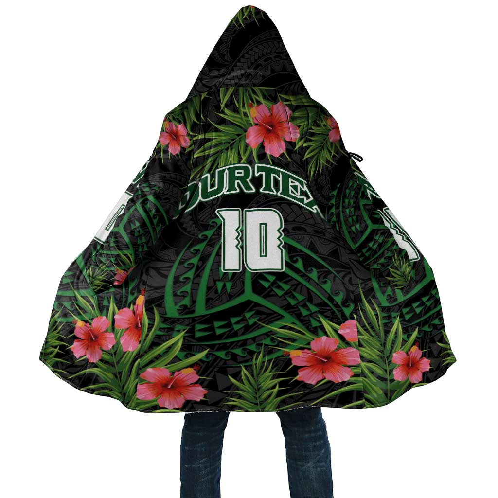 Custom Hawaii Volleyball Cloak Kakau Abstract and Tropical Plants Black Color - Polynesian Pride