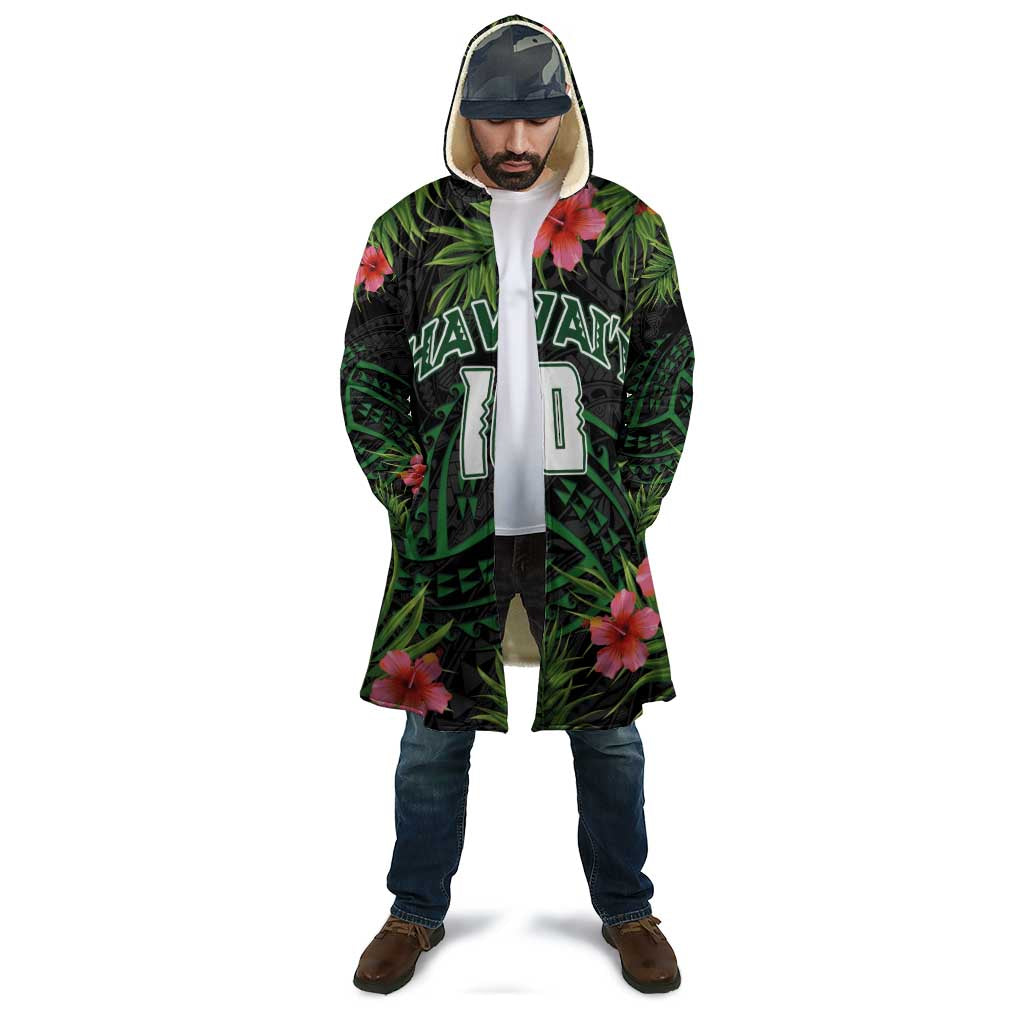 Custom Hawaii Volleyball Cloak Kakau Abstract and Tropical Plants Black Color - Polynesian Pride