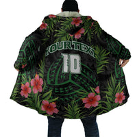 Custom Hawaii Volleyball Cloak Kakau Abstract and Tropical Plants Black Color - Polynesian Pride
