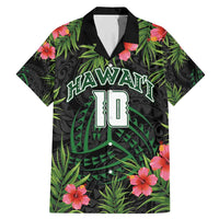 Custom Hawaii Volleyball Family Matching Mermaid Dress and Hawaiian Shirt Kakau Abstract and Tropical Plants Black Color - Polynesian Pride