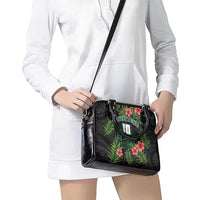 Custom Hawaii Volleyball Shoulder Handbag Kakau Abstract and Tropical Plants Black Color - Polynesian Pride