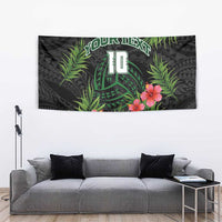 Custom Hawaii Volleyball Tapestry Kakau Abstract and Tropical Plants Black Color - Polynesian Pride