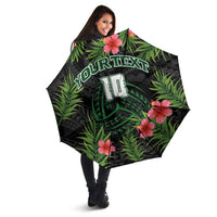 Custom Hawaii Volleyball Umbrella Kakau Abstract and Tropical Plants Black Color - Polynesian Pride
