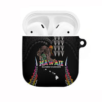 Hawaii Rainbow Warriors AirPods Case Kakau Shark Tooth and Polynesian Art Tattoo LT03 Black - Polynesian Pride