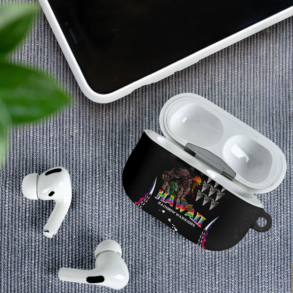 Hawaii Rainbow Warriors AirPods Case Kakau Shark Tooth and Polynesian Art Tattoo LT03 - Polynesian Pride