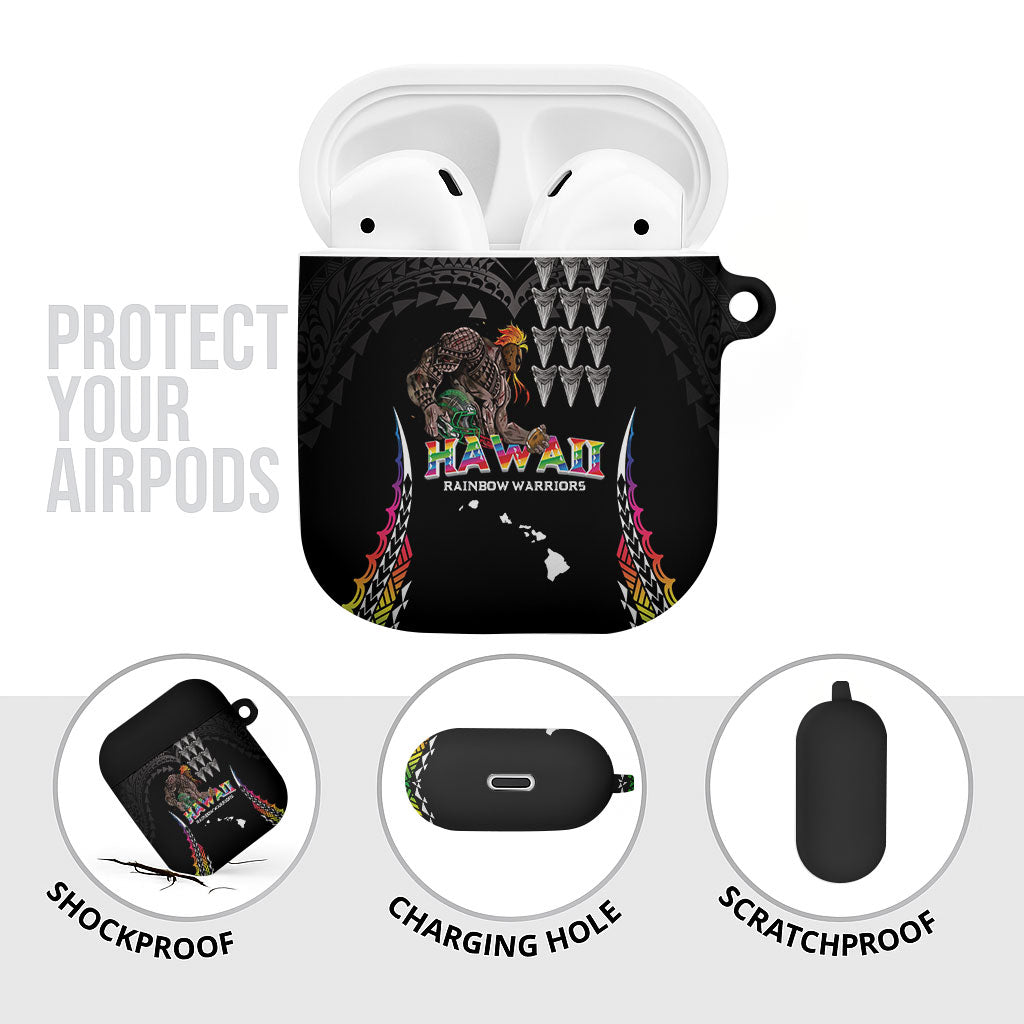 Hawaii Rainbow Warriors AirPods Case Kakau Shark Tooth and Polynesian Art Tattoo LT03 - Polynesian Pride