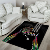 Hawaii Rainbow Warriors Area Rug Kakau Shark Tooth and Polynesian Art Tattoo LT03 - Polynesian Pride